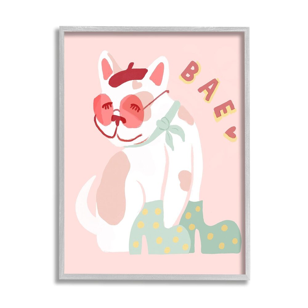 5141 Bae Heart Sentiment Parisian French Bulldog Beret Hat, Design